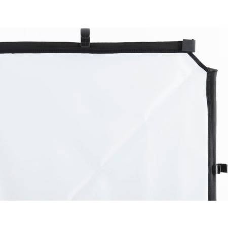 Manfrotto Lastolite LL LR81206R Skylite Medium - tkanina prostokątna, srebrno-biała, 1.1 x 2m_Mocowanie i tkanina z bliska / Strona biała_3